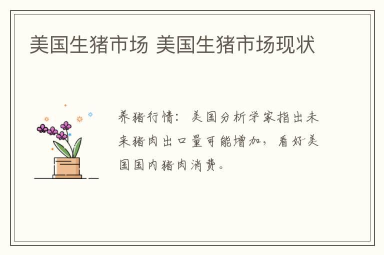 美国生猪市场 美国生猪市场现状