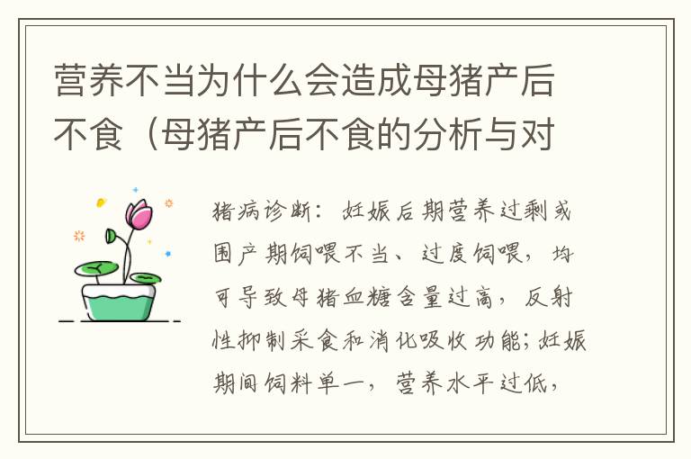 营养不当为什么会造成母猪产后不食（母猪产后不食的分析与对策国内外研究现状）