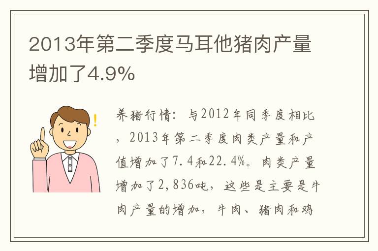 2013年第二季度马耳他猪肉产量增加了4.9%