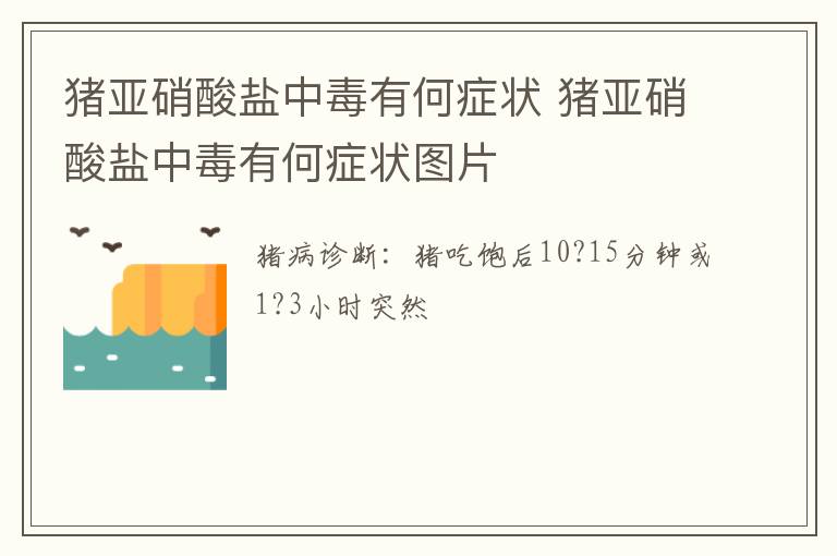 猪亚硝酸盐中毒有何症状 猪亚硝酸盐中毒有何症状图片