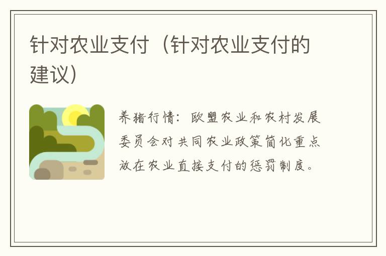 针对农业支付（针对农业支付的建议）