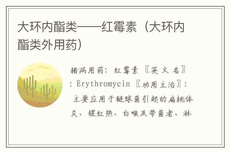 大环内酯类——红霉素（大环内酯类外用药）
