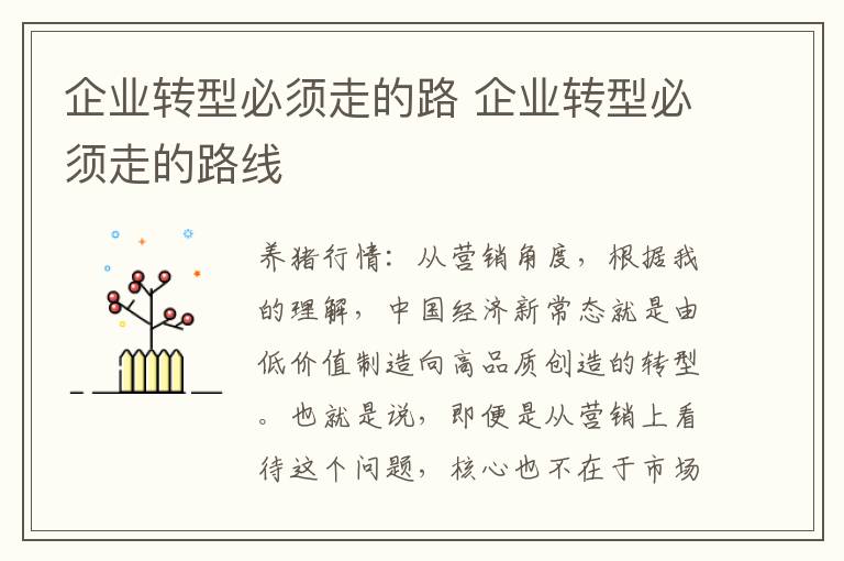 企业转型必须走的路 企业转型必须走的路线