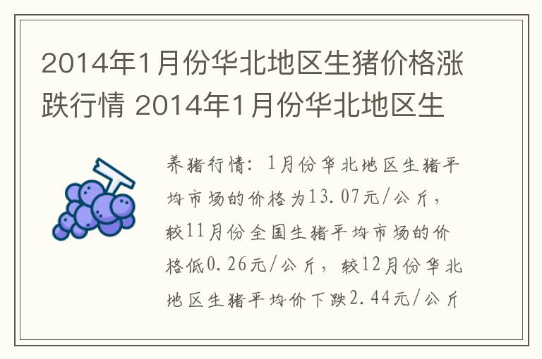 2014年1月份华北地区生猪价格涨跌行情 2014年1月份华北地区生猪价格涨跌行情表