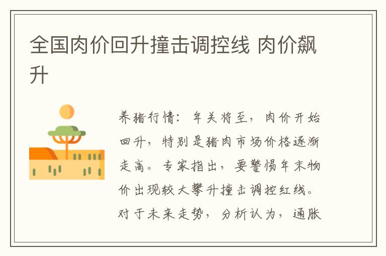 全国肉价回升撞击调控线 肉价飙升