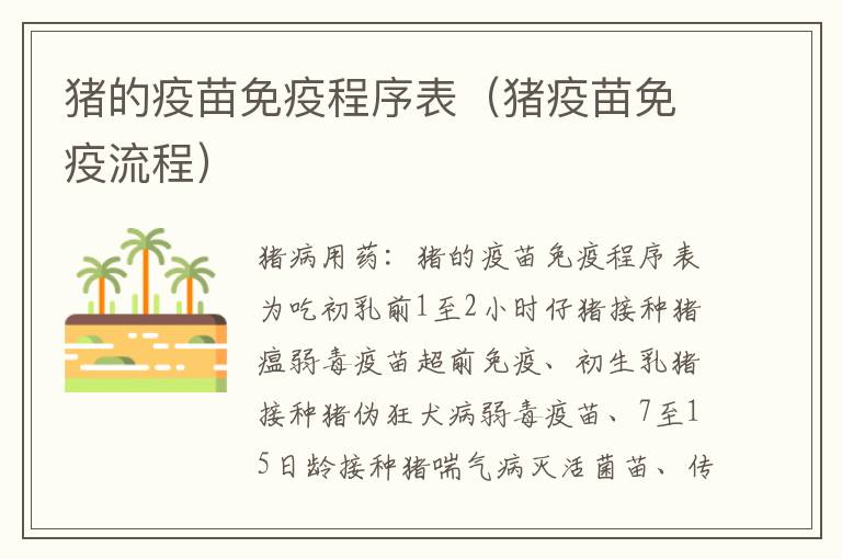 猪的疫苗免疫程序表（猪疫苗免疫流程）