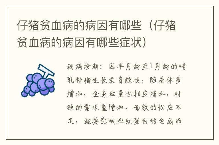 仔猪贫血病的病因有哪些（仔猪贫血病的病因有哪些症状）