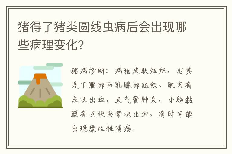 猪得了猪类圆线虫病后会出现哪些病理变化？