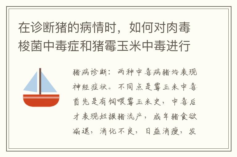 在诊断猪的病情时，如何对肉毒梭菌中毒症和猪霉玉米中毒进行鉴别