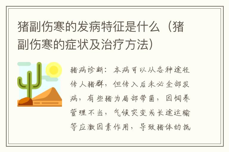 猪副伤寒的发病特征是什么（猪副伤寒的症状及治疗方法）