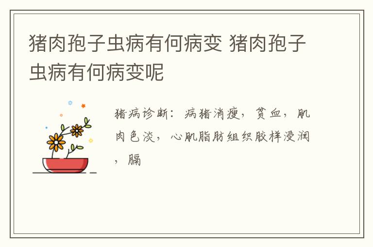 猪肉孢子虫病有何病变 猪肉孢子虫病有何病变呢
