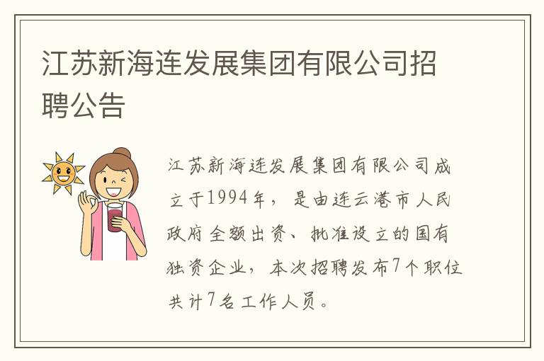 江苏新海连发展集团有限公司招聘公告