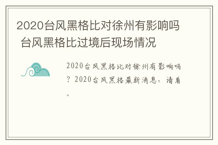 2020台风黑格比对徐州有影响吗 台风黑格比过境后现场情况