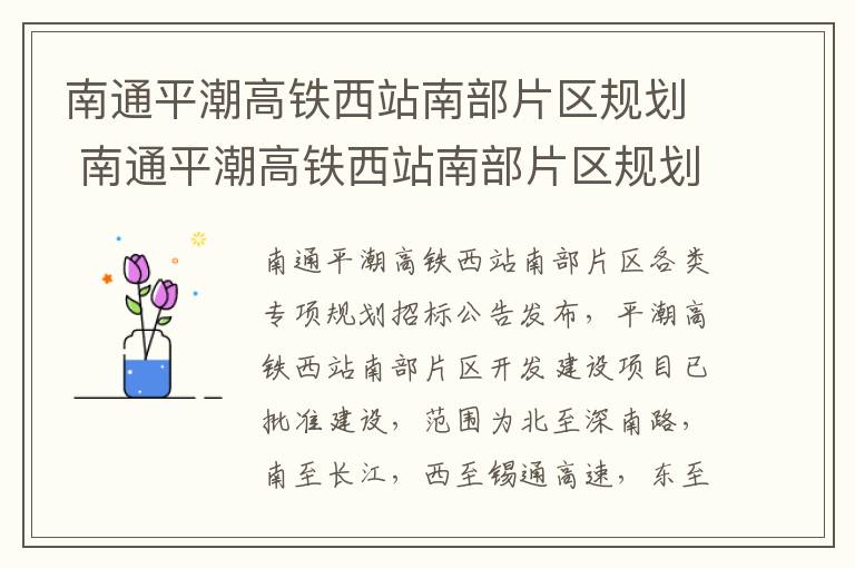 南通平潮高铁西站南部片区规划 南通平潮高铁西站南部片区规划图
