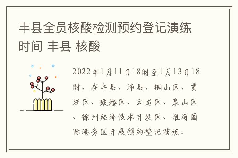丰县全员核酸检测预约登记演练时间 丰县 核酸