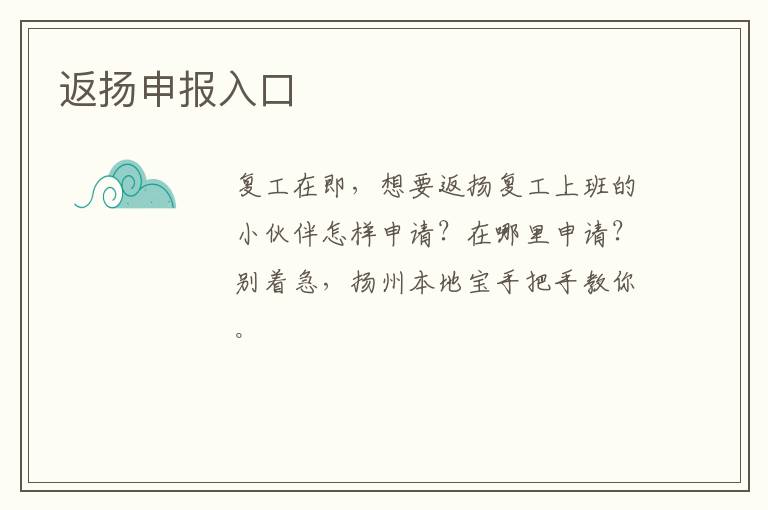 返扬申报入口