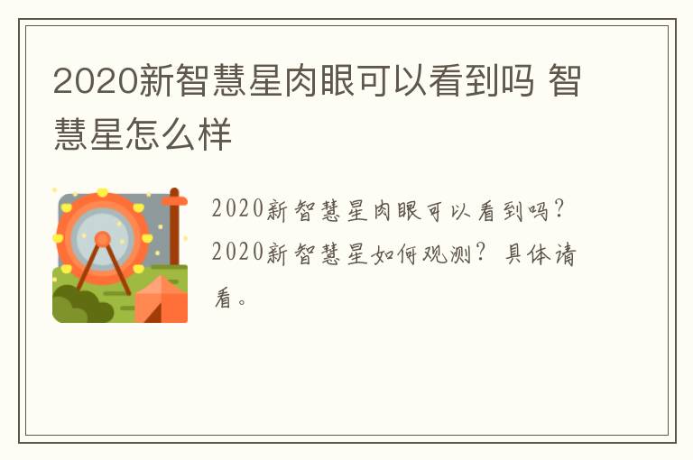 2020新智慧星肉眼可以看到吗 智慧星怎么样