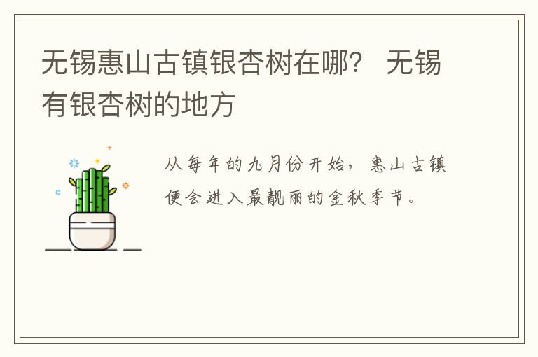 无锡惠山古镇银杏树在哪？ 无锡有银杏树的地方