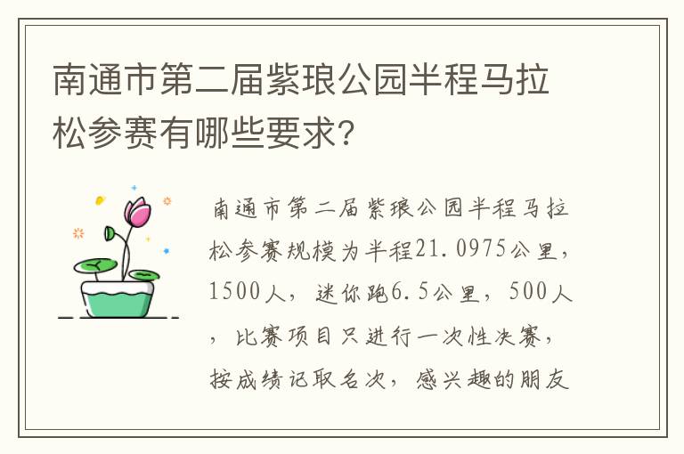 南通市第二届紫琅公园半程马拉松参赛有哪些要求?
