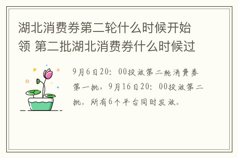 湖北消费券第二轮什么时候开始领 第二批湖北消费券什么时候过期