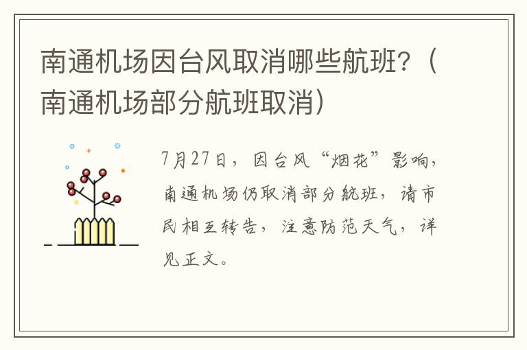 南通机场因台风取消哪些航班?（南通机场部分航班取消）