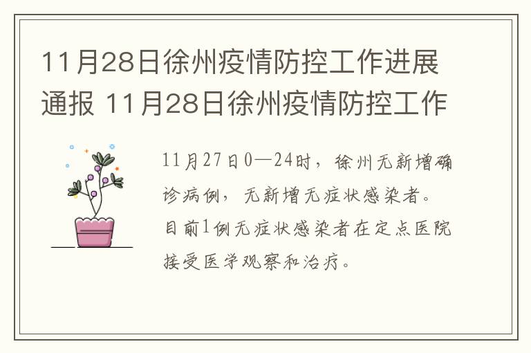 11月28日徐州疫情防控工作进展通报 11月28日徐州疫情防控工作进展通报会