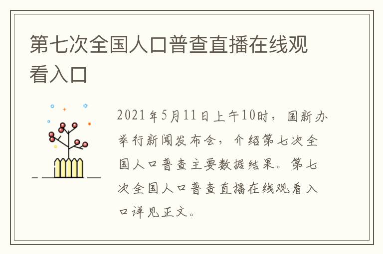 第七次全国人口普查直播在线观看入口