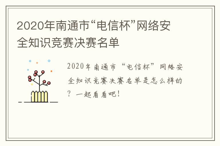 2020年南通市“电信杯”网络安全知识竞赛决赛名单