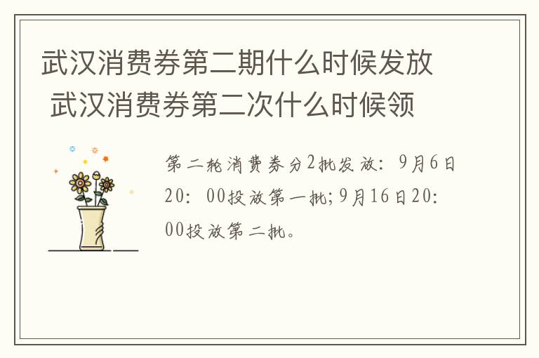 武汉消费券第二期什么时候发放 武汉消费券第二次什么时候领