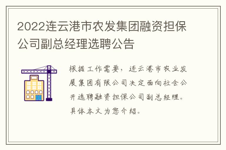 2022连云港市农发集团融资担保公司副总经理选聘公告
