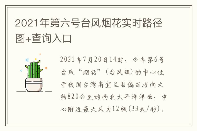 2021年第六号台风烟花实时路径图+查询入口