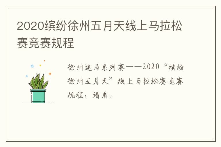 2020缤纷徐州五月天线上马拉松赛竞赛规程