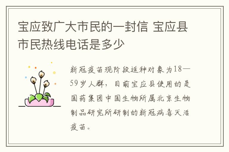 宝应致广大市民的一封信 宝应县市民热线电话是多少