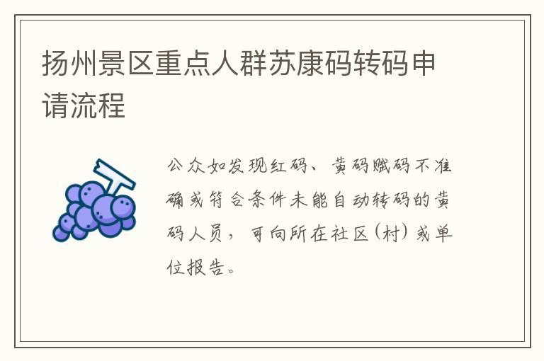 扬州景区重点人群苏康码转码申请流程