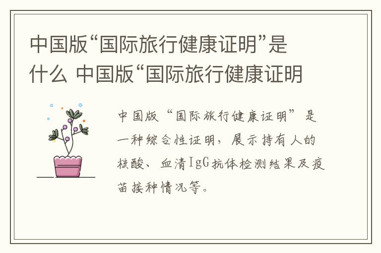 中国版“国际旅行健康证明”是什么 中国版“国际旅行健康证明”微信小程序