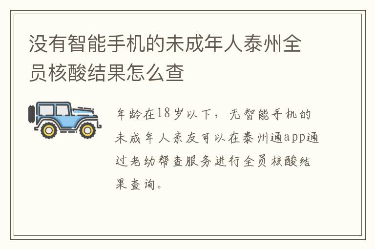 没有智能手机的未成年人泰州全员核酸结果怎么查