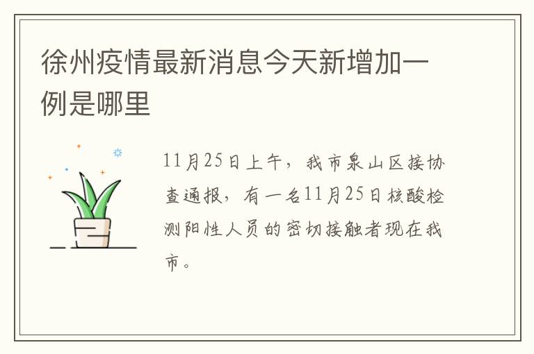 徐州疫情最新消息今天新增加一例是哪里