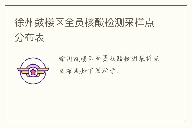 徐州鼓楼区全员核酸检测采样点分布表