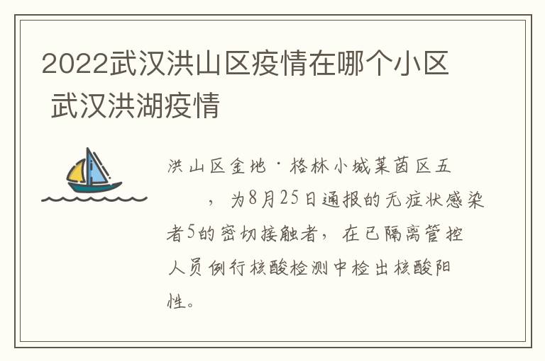 2022武汉洪山区疫情在哪个小区 武汉洪湖疫情