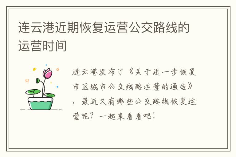 连云港近期恢复运营公交路线的运营时间