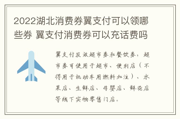 2022湖北消费券翼支付可以领哪些券 翼支付消费券可以充话费吗