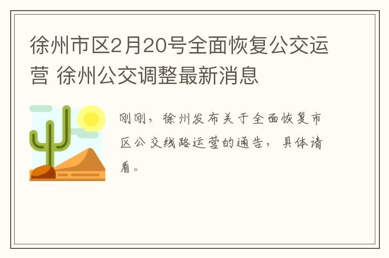 徐州市区2月20号全面恢复公交运营 徐州公交调整最新消息