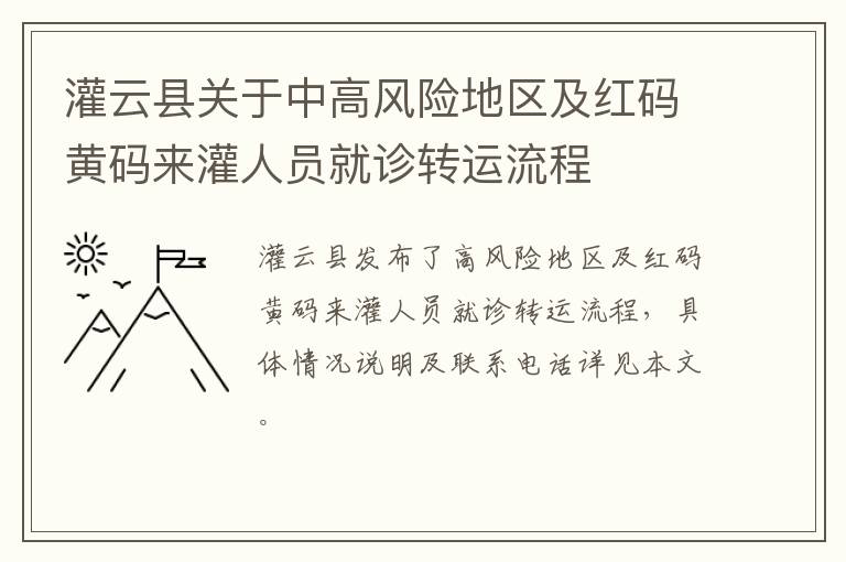 灌云县关于中高风险地区及红码黄码来灌人员就诊转运流程