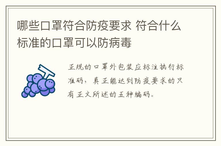 哪些口罩符合防疫要求 符合什么标准的口罩可以防病毒