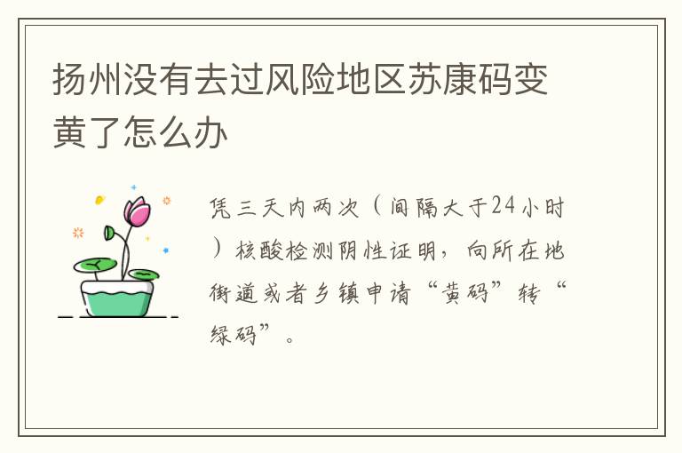 扬州没有去过风险地区苏康码变黄了怎么办