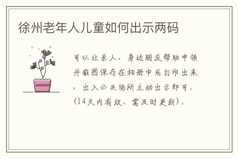 徐州老年人儿童如何出示两码