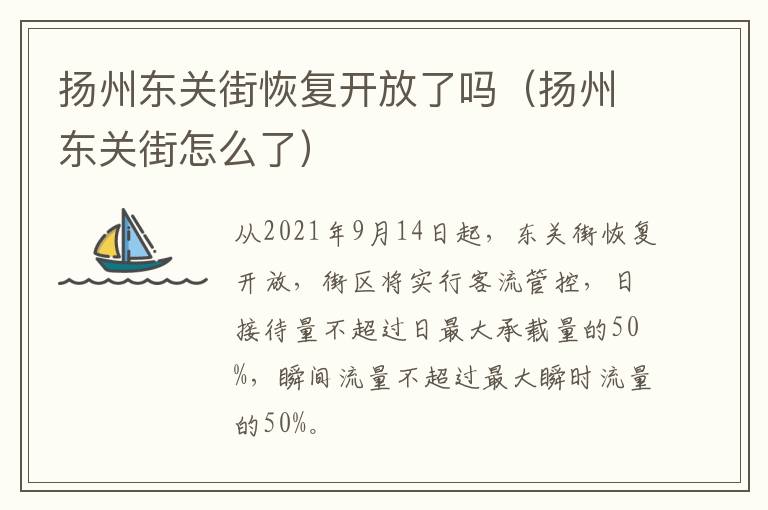 扬州东关街恢复开放了吗（扬州东关街怎么了）
