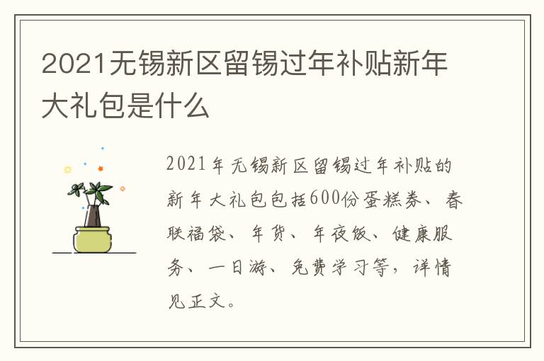 2021无锡新区留锡过年补贴新年大礼包是什么