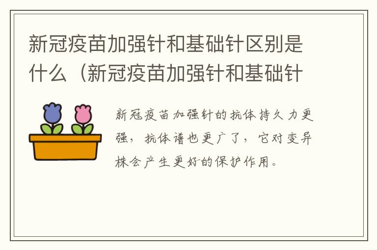 新冠疫苗加强针和基础针区别是什么（新冠疫苗加强针和基础针区别是什么意思）