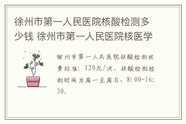 徐州市第一人民医院核酸检测多少钱 徐州市第一人民医院核医学科